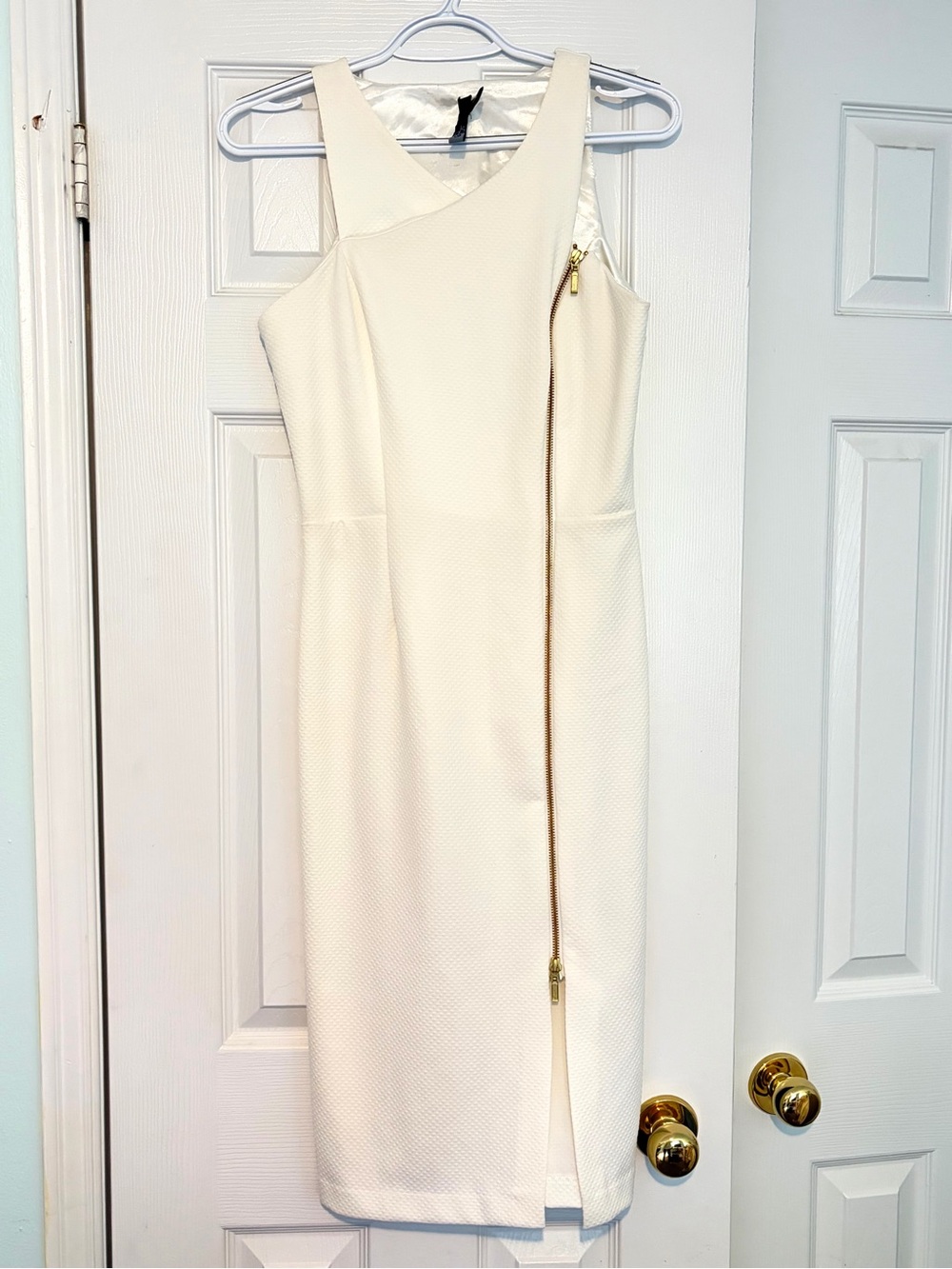 NWOT - DS Lab Midi White Dress - Gold Zip Up - Size 4